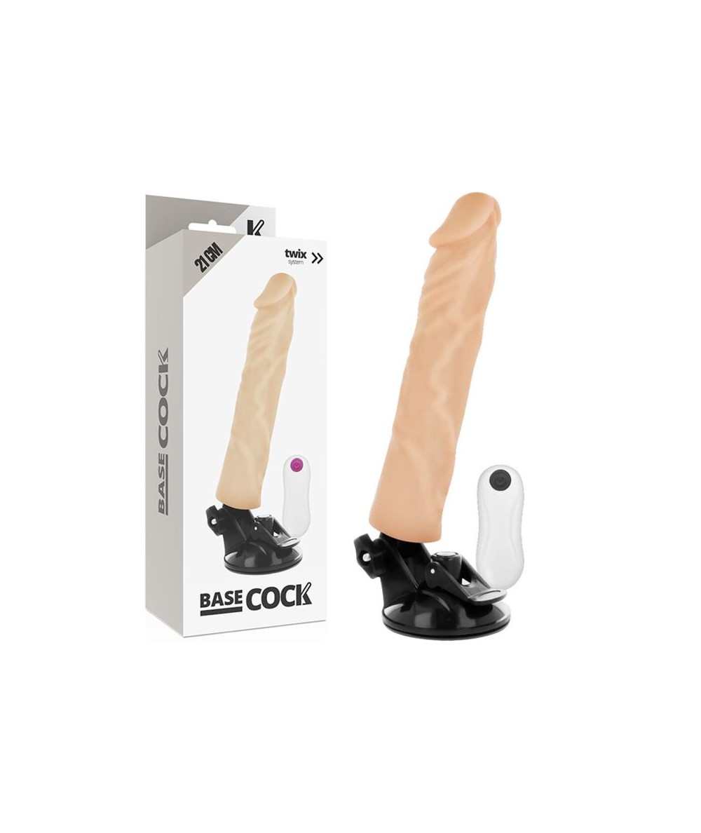 BASECOCK REALISTIC VIBRADOR CONTROL REMOTO BLANCO NATURAL 21CM