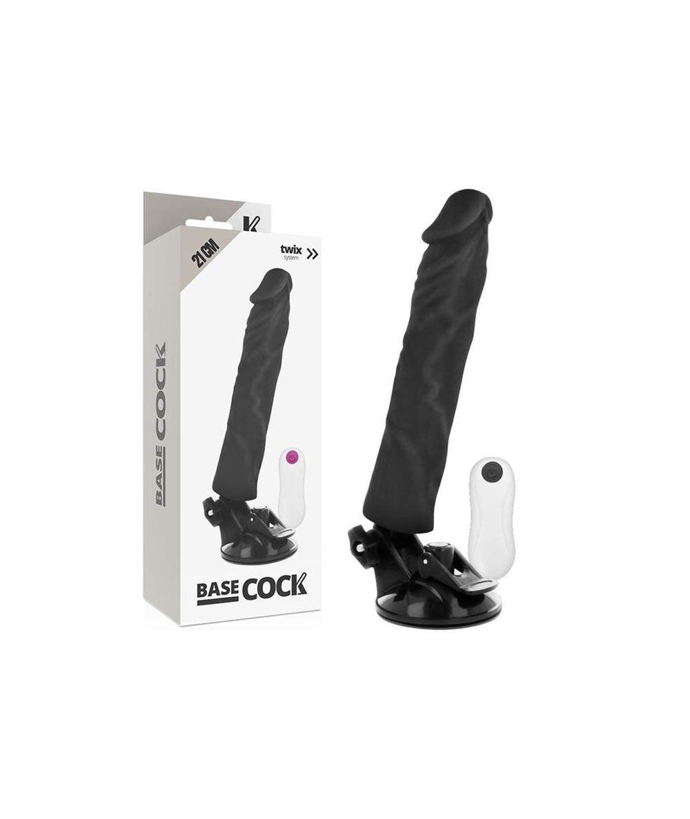 BASECOCK REALISTIC VIBRADOR CONTROL REMOTO BLANCO - NEGRO 21CM