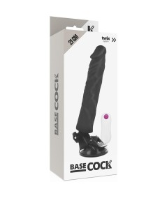 BASECOCK REALISTIC VIBRADOR CONTROL REMOTO BLANCO - NEGRO 21CM