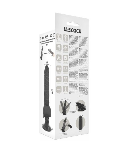 BASECOCK REALISTIC VIBRADOR CONTROL REMOTO NEGRO 18.5CM