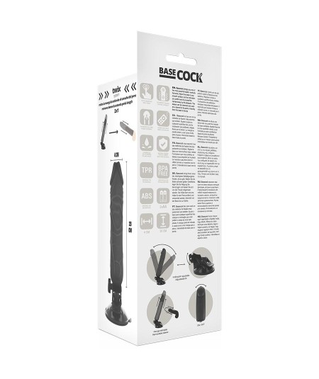 BASECOCK REALISTIC VIBRADOR CONTROL REMOTO NEGRO 20CM