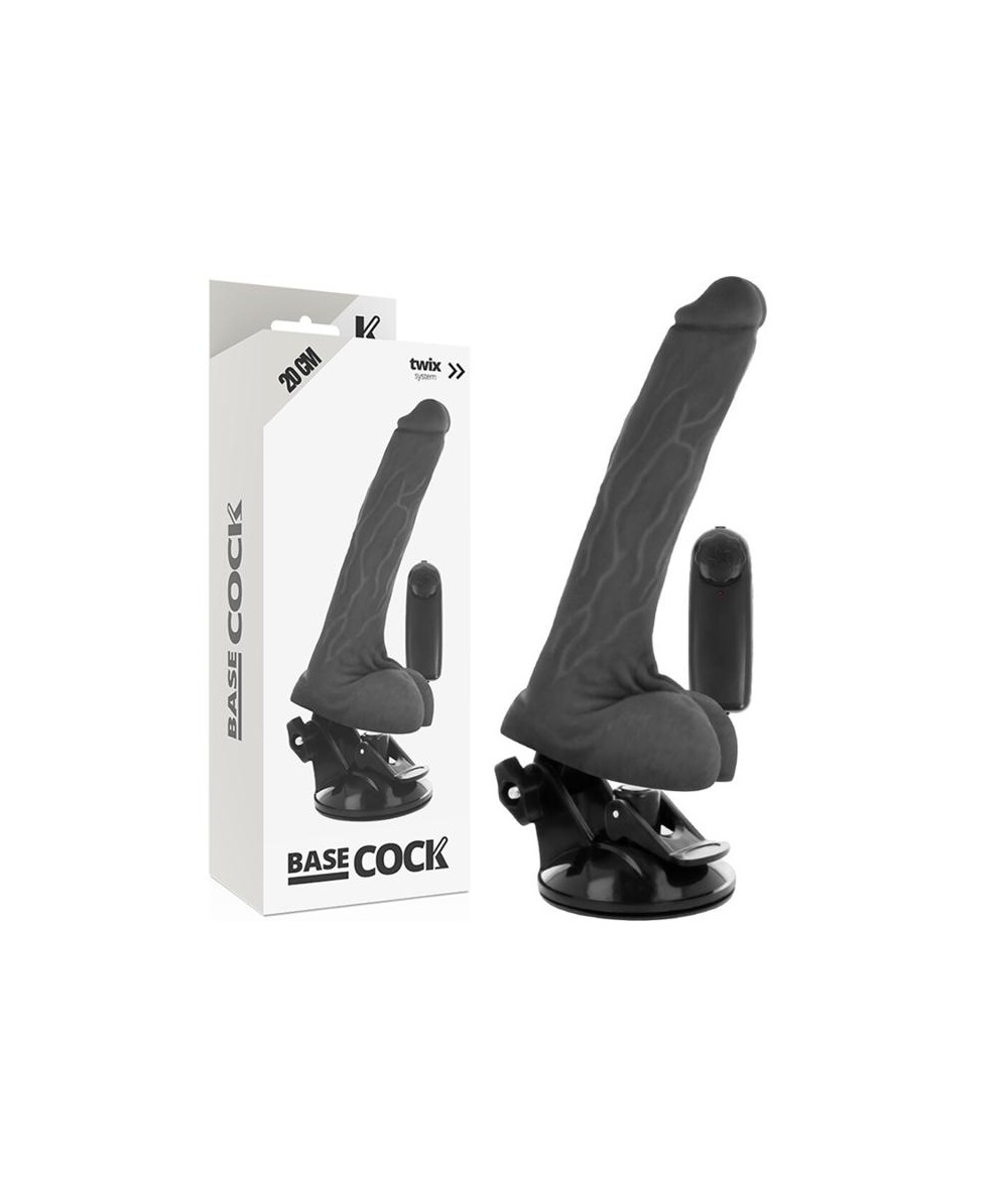 BASECOCK REALISTIC VIBRADOR CONTROL REMOTO NEGRO 20CM CON TESTICULOS