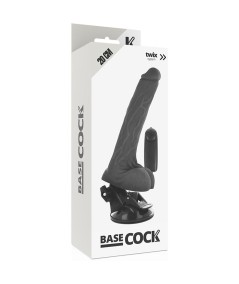 BASECOCK REALISTIC VIBRADOR CONTROL REMOTO NEGRO 20CM CON TESTICULOS