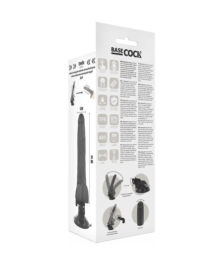 BASECOCK REALISTIC VIBRADOR CONTROL REMOTO NEGRO 20CM CON TESTICULOS