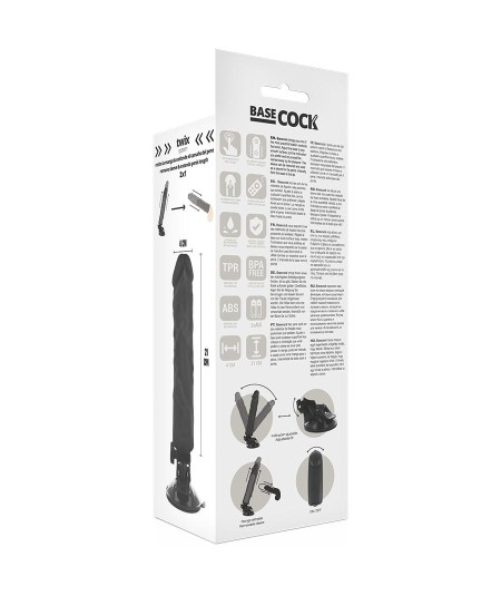 BASECOCK REALISTIC VIBRADOR CONTROL REMOTO NEGRO - NEGRO 21CM