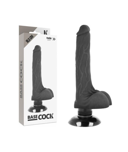 BASECOCK REALISTIC VIBRADOR 2-1 NEGRO 18.5CM