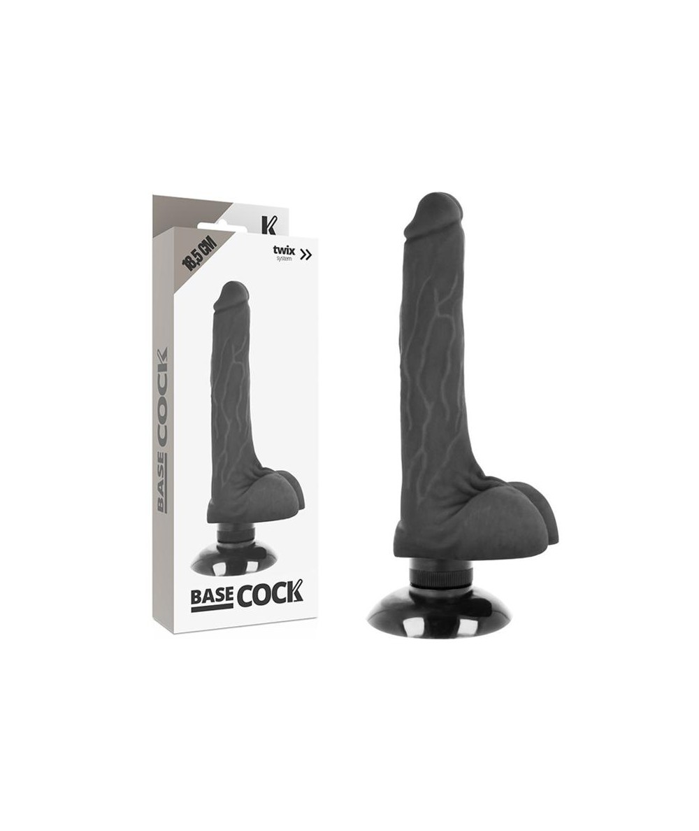 BASECOCK REALISTIC VIBRADOR 2-1 NEGRO 18.5CM