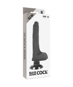 BASECOCK REALISTIC VIBRADOR 2-1 NEGRO 18.5CM