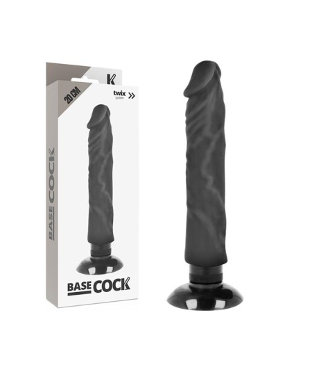 BASECOCK REALISTIC VIBRADOR 2-1 NEGRO  20CM