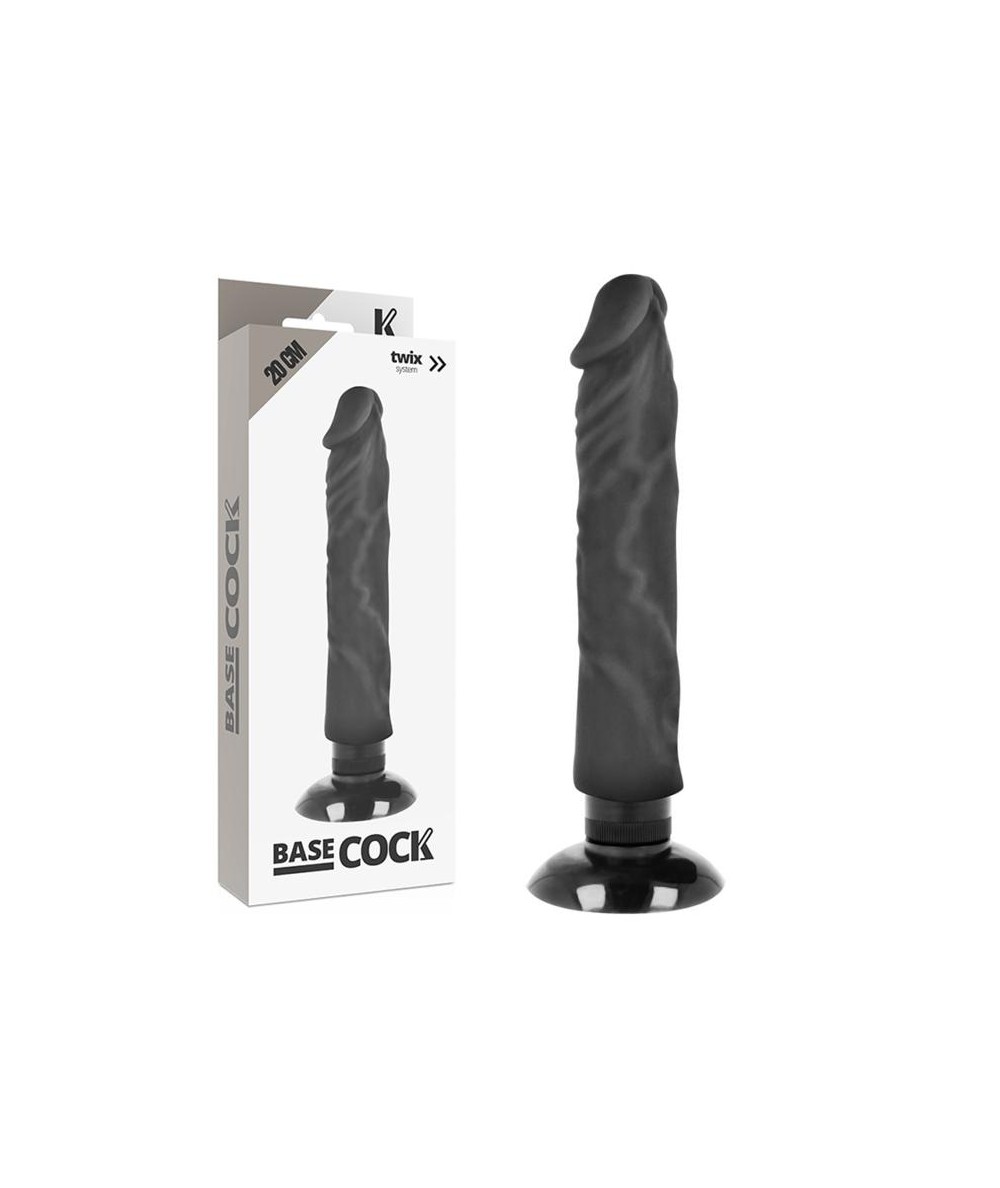 BASECOCK REALISTIC VIBRADOR 2-1 NEGRO  20CM