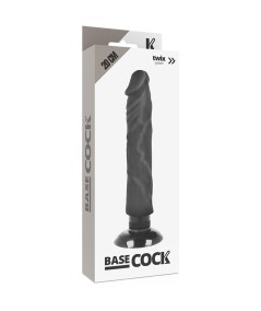 BASECOCK REALISTIC VIBRADOR 2-1 NEGRO  20CM