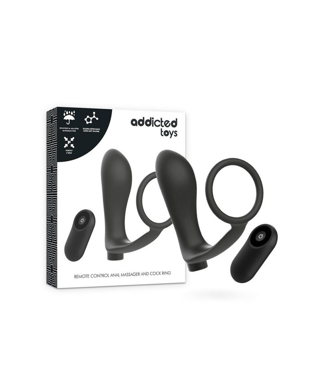 ADDICTED TOYS ANILLA PENE CON PLUG ANAL CONTROL REMOTO NEGRO RECARGABLE