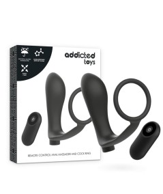 ADDICTED TOYS ANILLA PENE CON PLUG ANAL CONTROL REMOTO NEGRO RECARGABLE