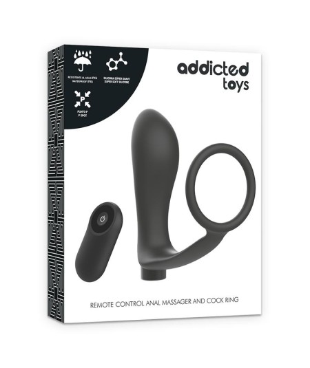 ADDICTED TOYS ANILLA PENE CON PLUG ANAL CONTROL REMOTO NEGRO RECARGABLE