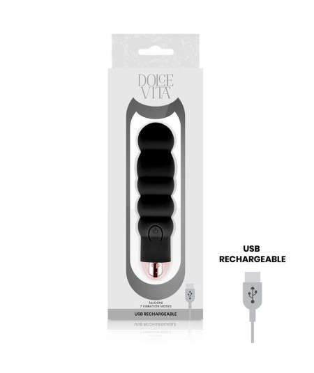 DOLCE VITA - VIBRADOR RECARGABLE SIX NEGRO 7 VELOCIDADES