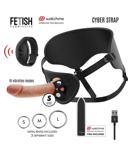 CYBER STRAP ARNES CON DILDO Y BALA CONTROL REMOTO TECNOLOGIA WATCHME S