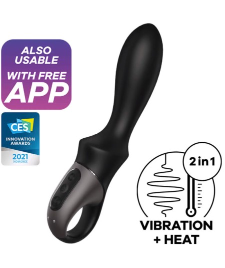 SATISFYER HEAT CLIMAX VIBRADOR ANAL APP - NEGRO