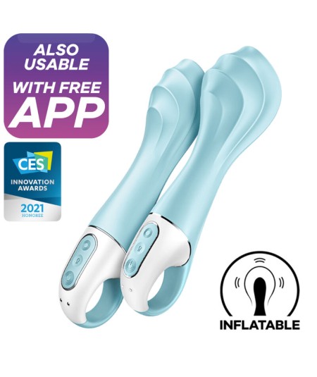 SATISFYER AIR PUMP VIBRATOR 5+ VIBRADOR PUNTO G INFLABLE APP - AZUL