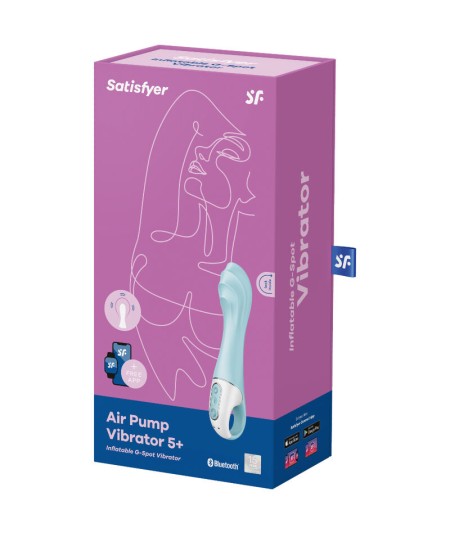 SATISFYER AIR PUMP VIBRATOR 5+ VIBRADOR PUNTO G INFLABLE APP - AZUL