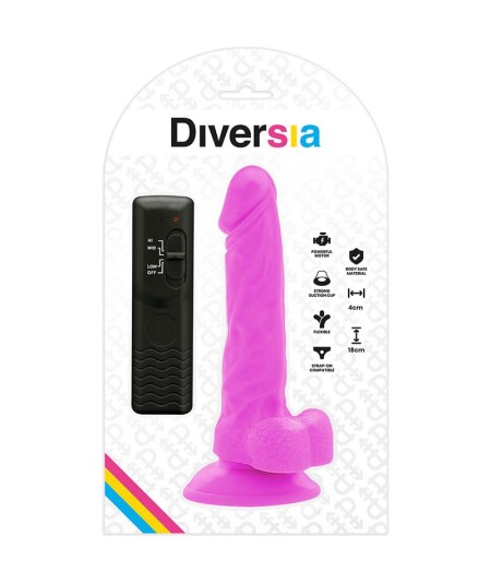 DIVERSIA DILDO FLEXIBLE CON VIBRACIÓN 18 CM - LILA