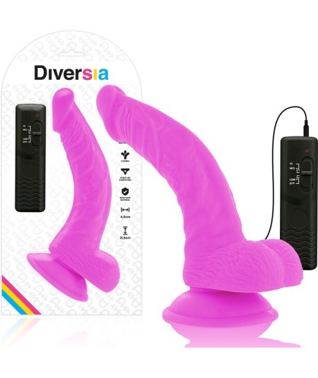 DIVERSIA DILDO FLEXIBLE CON VIBRACION 21.5 CM - LILA