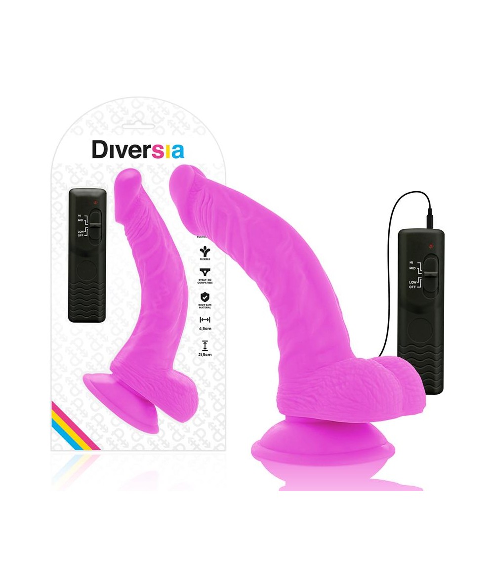 DIVERSIA DILDO FLEXIBLE CON VIBRACION 21.5 CM - LILA