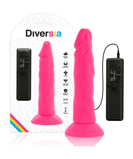 DIVERSIA DILDO FLEXIBLE CON VIBRACION 23 CM - ROSA