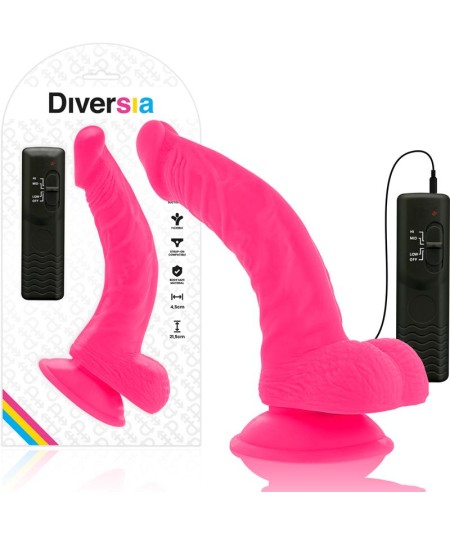 DIVERSIA DILDO FLEXIBLE CON VIBRACION 21.5 CM - ROSA