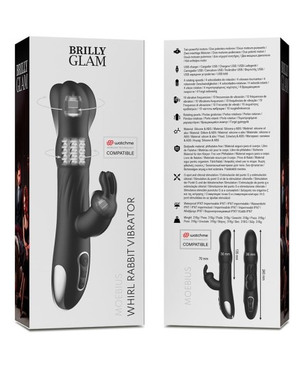 BRILLY GLAM MOEBIUS RABBIT VIBRATOR & ROTATOR COMPATIBLE CON WATCHME WIRELESS TECHNOLOGY