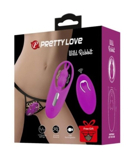 PRETTY LOVE WILD RABBIT ESTIMULADOR PARA BRAGUITA CON CONTROL REMOTO - LILA