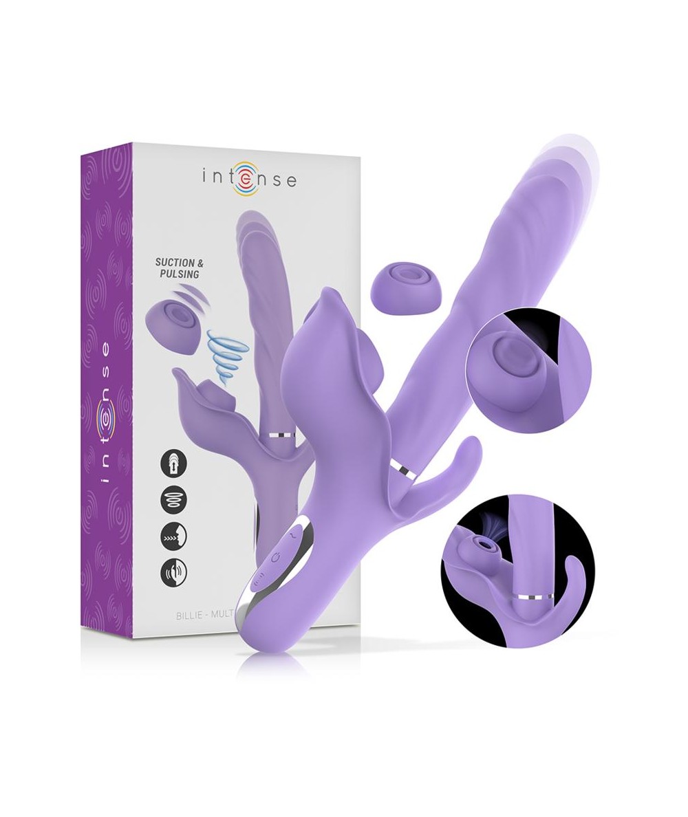 INTENSE - BILLIE VIBRADOR MULTIFUNCIÓN RECARGABLE SUCCIONADOR CON PULSADOR MORADO