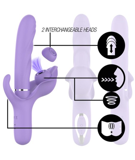 INTENSE - BILLIE VIBRADOR MULTIFUNCIÓN RECARGABLE SUCCIONADOR CON PULSADOR MORADO