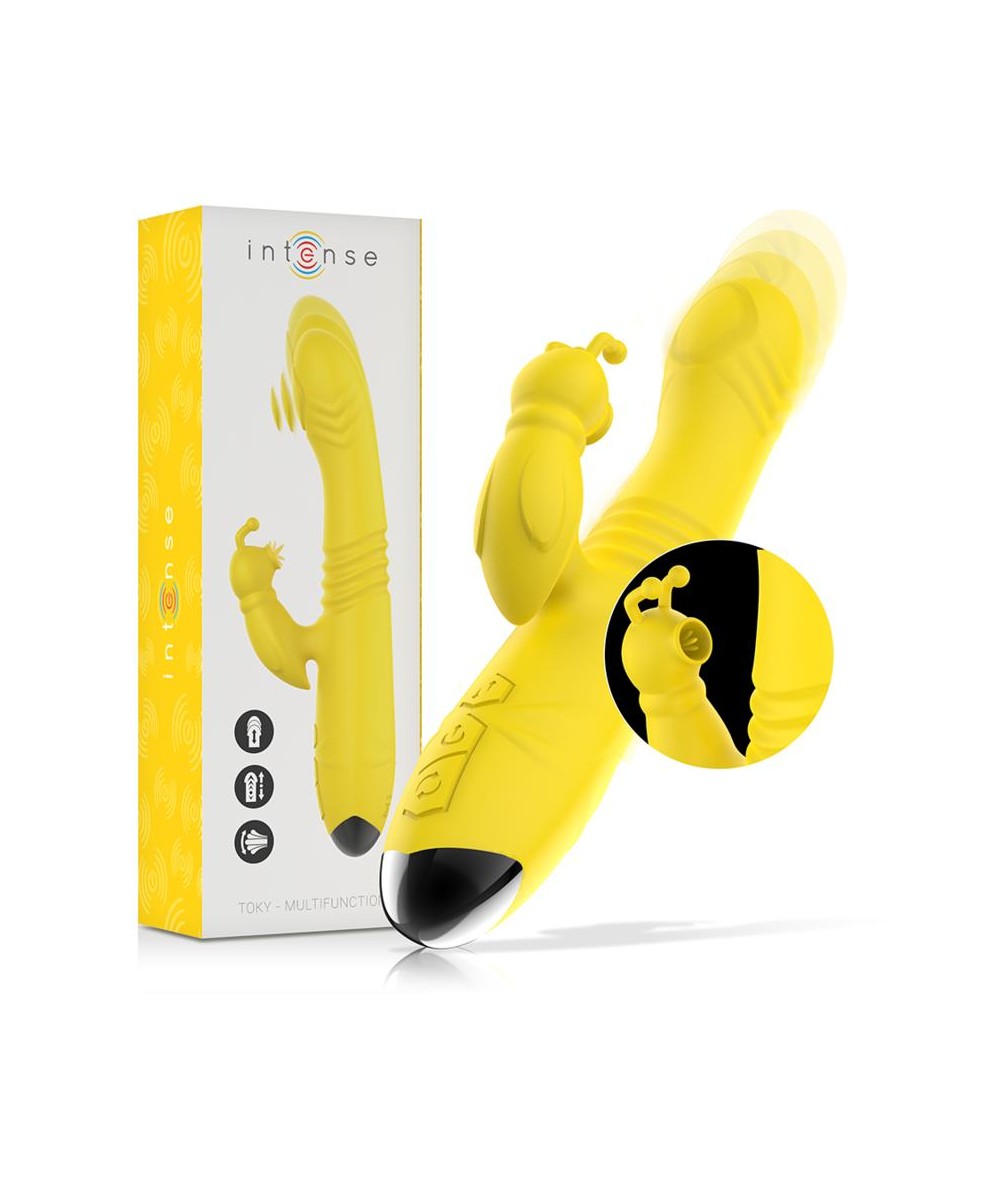 INTENSE - TOKY VIBRADOR MULTIFUNCIÓN RECARGABLE UP & DOWN CON ESTIMULADOR DE CLITORIS AMARILLO