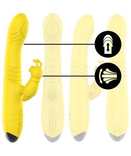 INTENSE - TOKY VIBRADOR MULTIFUNCIÓN RECARGABLE UP & DOWN CON ESTIMULADOR DE CLITORIS AMARILLO