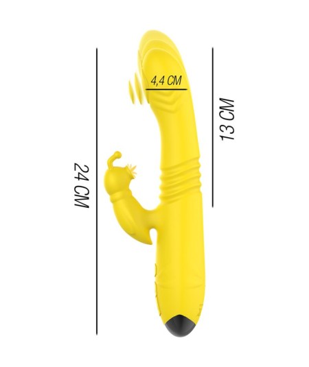 INTENSE - TOKY VIBRADOR MULTIFUNCIÓN RECARGABLE UP & DOWN CON ESTIMULADOR DE CLITORIS AMARILLO