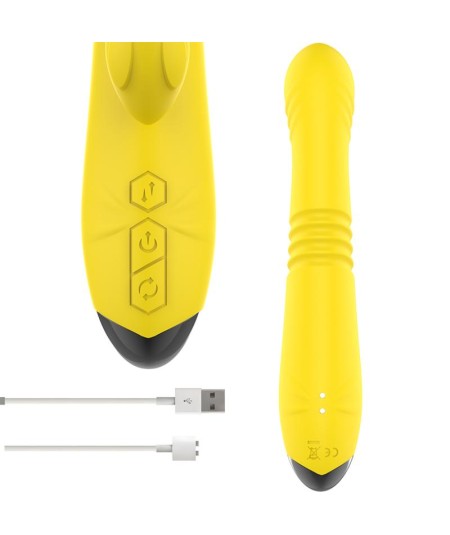 INTENSE - TOKY VIBRADOR MULTIFUNCIÓN RECARGABLE UP & DOWN CON ESTIMULADOR DE CLITORIS AMARILLO