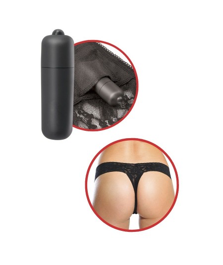 FETISH FANTASY TANGA DE ENCAJE NEGRO CON VIBRADOR