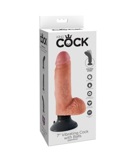 DILDO VIBRADOR KING COCK CON TESTICULOS 17.78 CM NATURAL