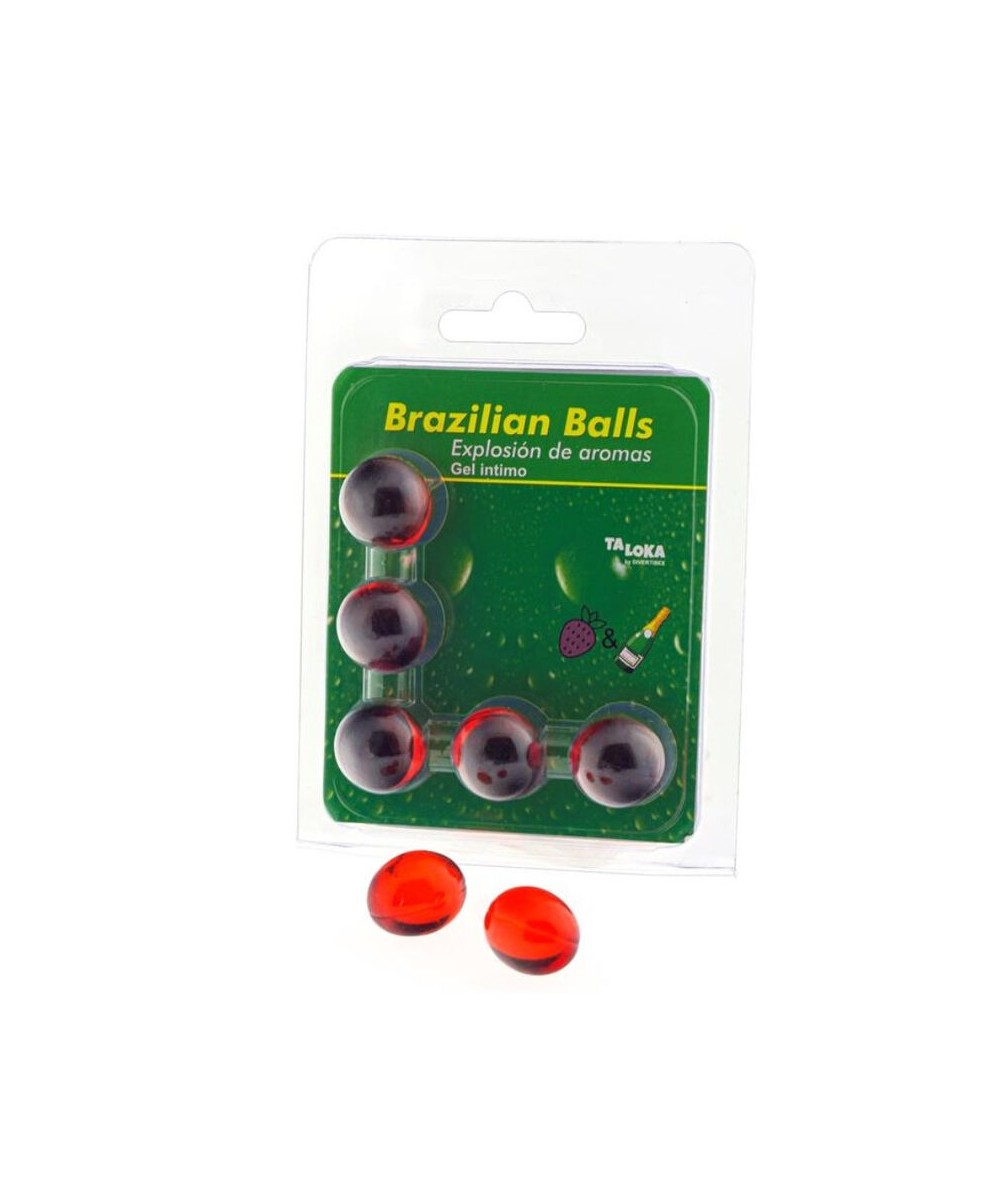 TALOKA - BRAZILIAN BALLS GEL ÍNTIMO FRESAS & CHAMPÁN 5 BOLAS