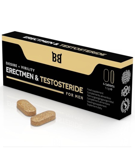 BLACKBULL BY SPARTAN - ERECTMEN & TESTOSTERIDE POTENCIA Y TESTOSTERONA PARA HOMBRE 4 CÁPSULAS