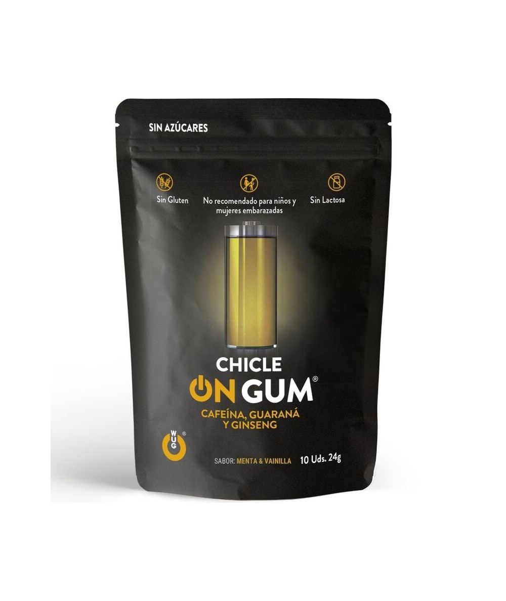 WUG GUM ON CHICLE CAFEÍNA, GINSENG Y GUARANÁ 10 UNIDADES