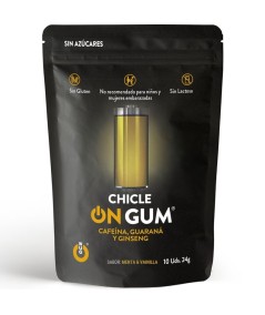 WUG GUM ON CHICLE CAFEÍNA, GINSENG Y GUARANÁ 10 UNIDADES