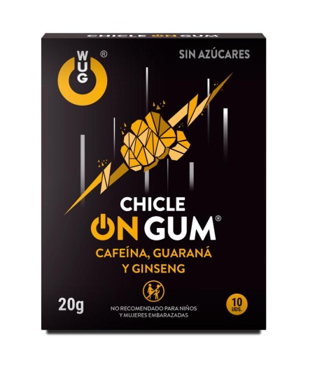 WUG GUM ON CHICLE CAFEÍNA, GINSENG Y GUARANÁ 10 UNIDADES