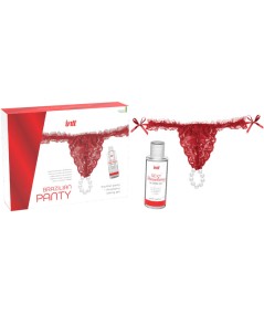 INTT - PANTY BRASILEÑO ROJA CON PERLAS Y GEL LUBRICANTE 50ML