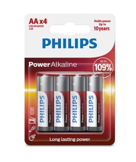 PHILIPS POWER ALKALINE PILA AA LR6 BLISTER*4