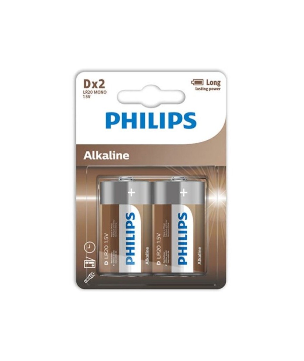 PHILIPS ALKALINE PILA D LR20 BLISTER*2