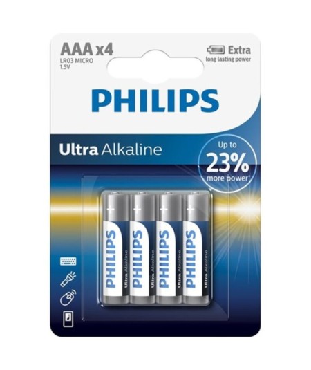 PHILIPS ULTRA ALKALINE PILA AAA LR03 BLISTER*4