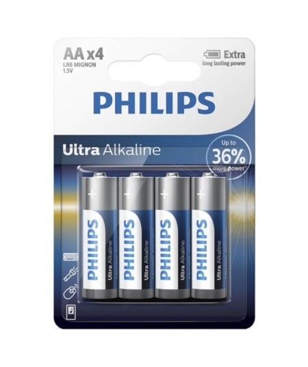 PHILIPS ULTRA ALKALINE PILA AA LR6 BLISTER*4