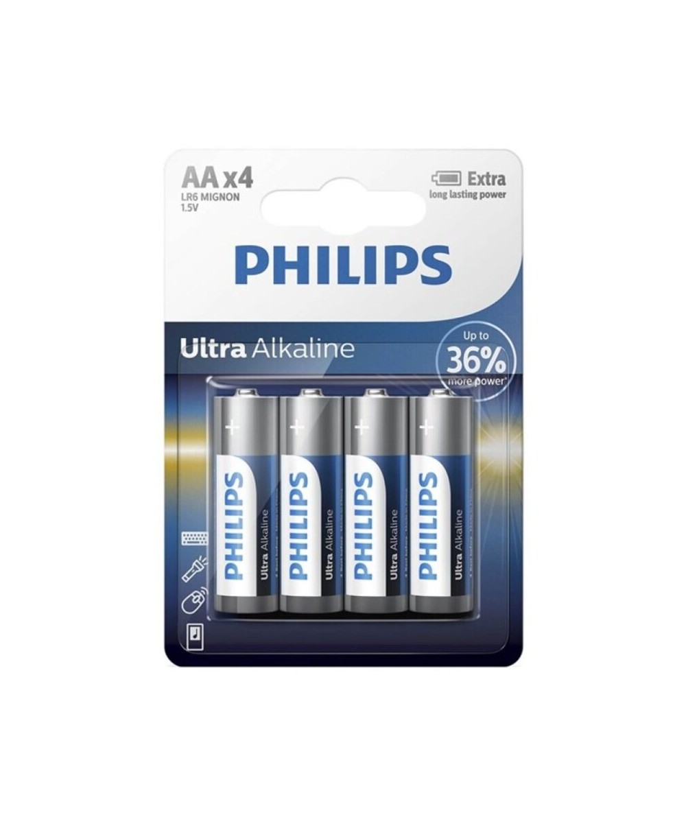 PHILIPS ULTRA ALKALINE PILA AA LR6 BLISTER*4