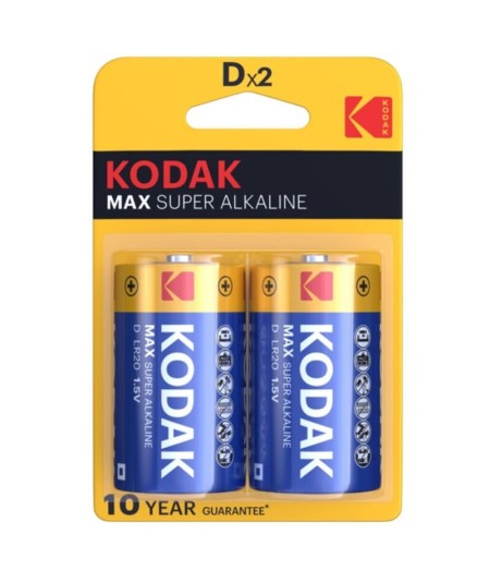 KODAK MAX PILA ALCALINA D LR20 BLISTER*2